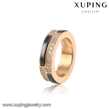 New Innovative Products Gold Plated Unisex Black and White Color Ceramic Ring